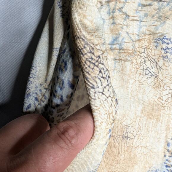 Vtg Y2K Weekenders Ivory Blue Leopard Print Longline Collared Duster Jacket XS - Picture 3 of 6